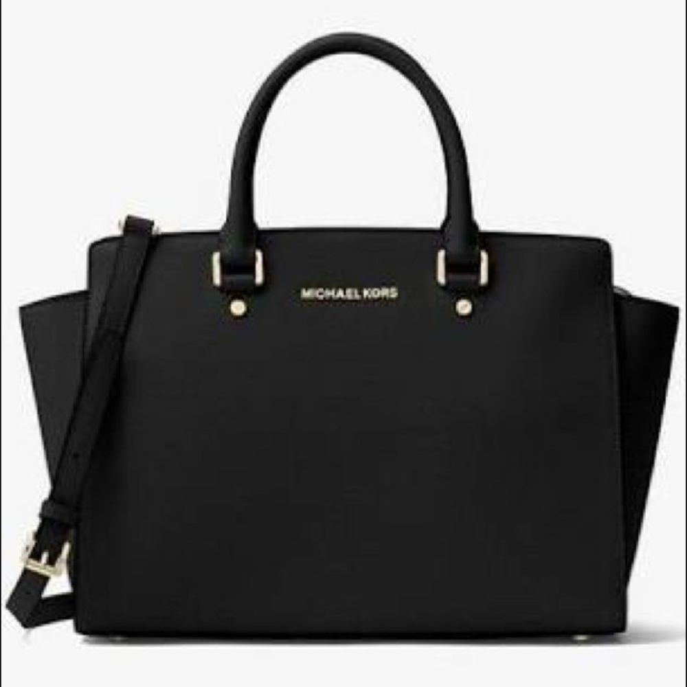 Michael Kors Selma Black Saffiano Leather Satchel